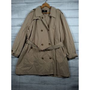 Creatmo Womens 3XL Beige Double Breasted Belted Trench Coat Plus Size Bin H